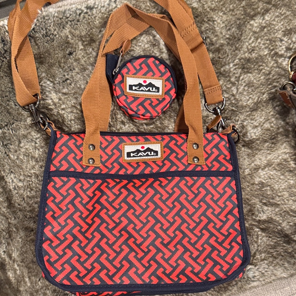 KAVU Red and Navy Crossbody Bag